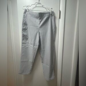 Blue and white pine striped pull up pants. XL. Max studio